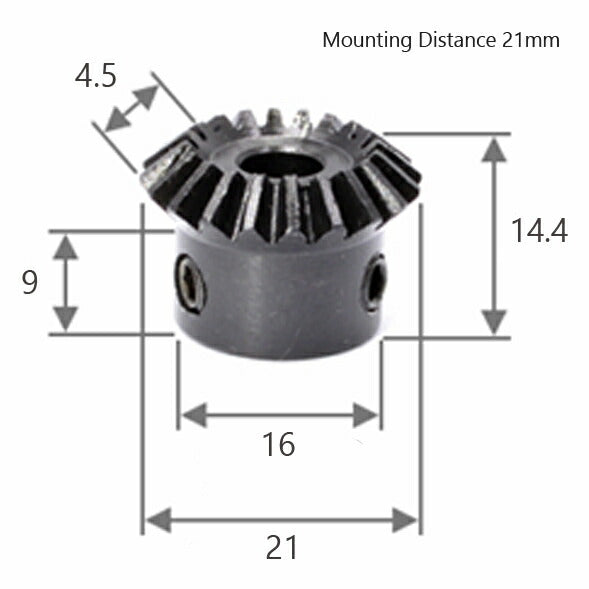 Module 1 Number of Teeth 20 Bore 5mm Ratio 1:1 Bevel Gear in Steel ...