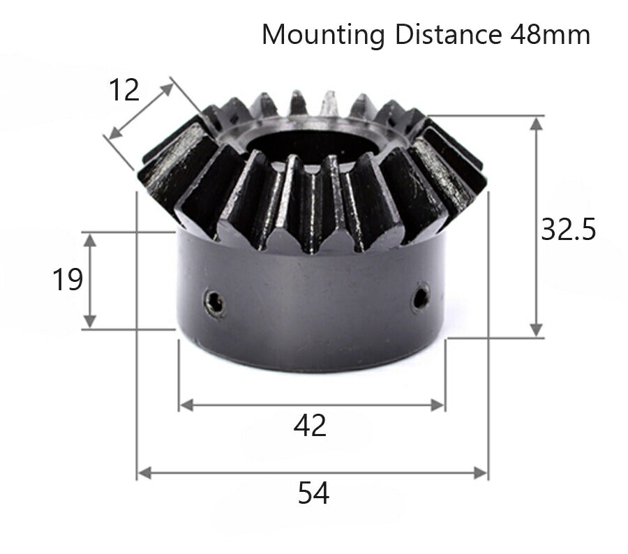 Module 2.5 Nombre de dents 20 Alésage 12 mm avec rapport de clavette de 4 mm Engrenage conique 1:1 en acier