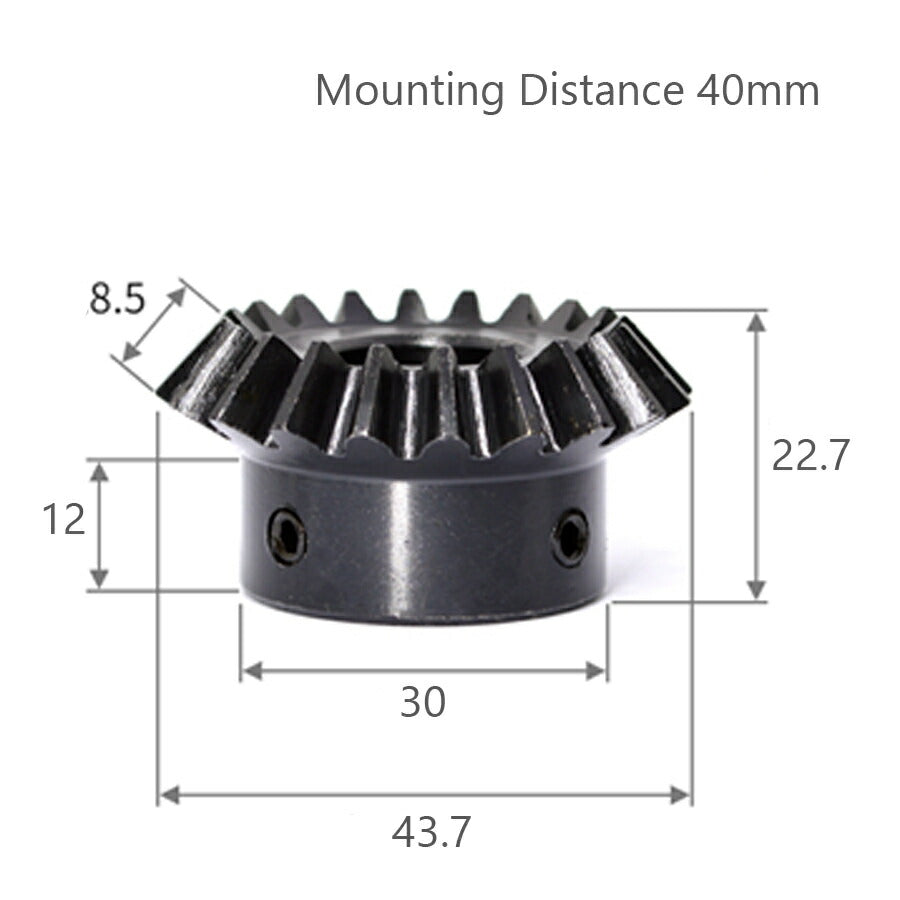 Module 2 Nombre de dents 20 Alésage 12 mm avec rapport de clavette de 4 mm 1:1,25 Engrenage conique en acier