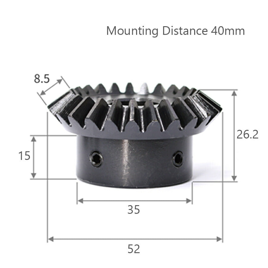 Module 2 Nombre de dents 25 Alésage 14 mm avec rapport de clavette de 5 mm 1:1,25 Engrenage conique en acier