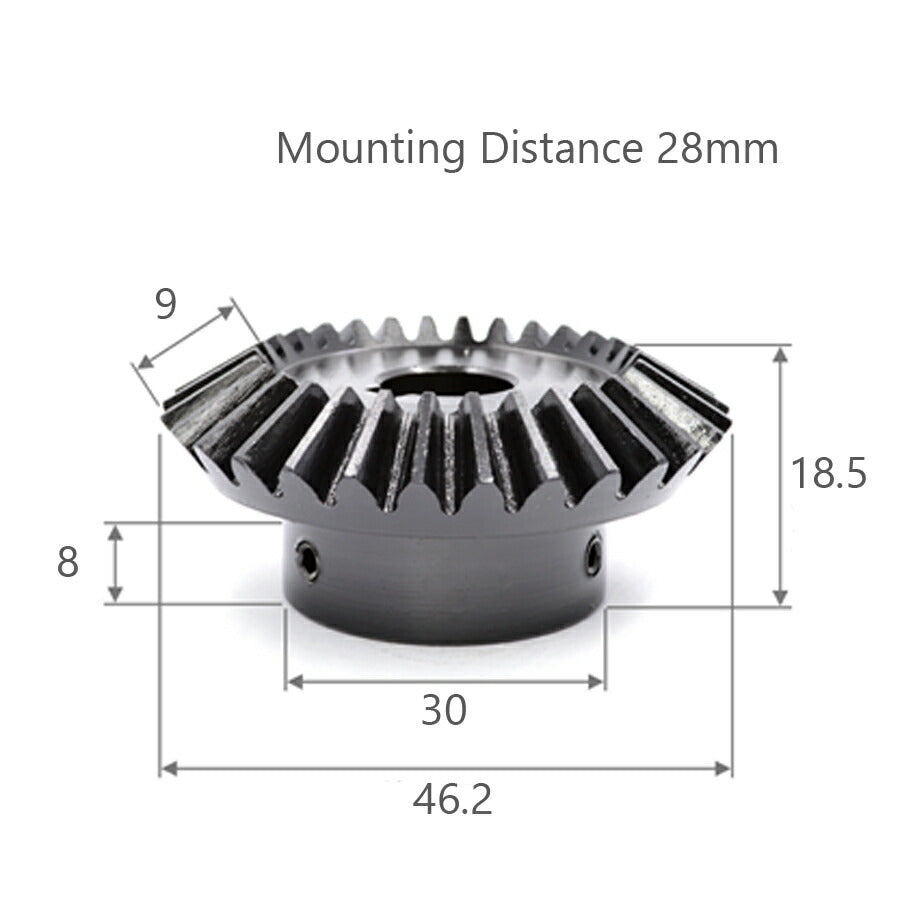 Module 1.5 Number of Teeth 30 Bore 8mm Ratio 1:1.5 Bevel Gear in Steel