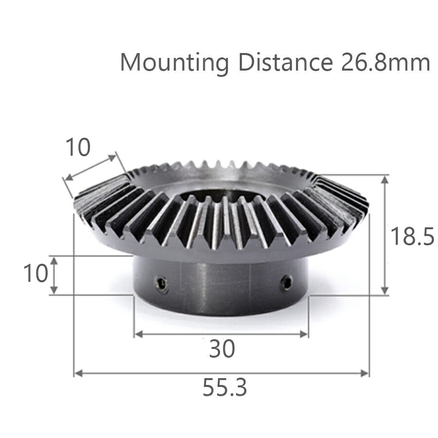 Modul 1,5 Anzahl der Zähne 36 Bohrung 12 mm mit 4 mm Keilnutverhältnis 1:2 Kegelrad aus Stahl