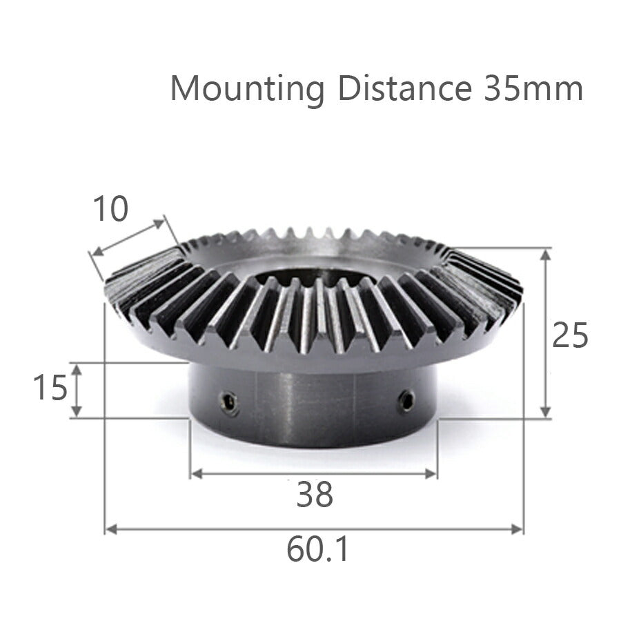 Modul 1,5 Anzahl der Zähne 40 Bohrung 12 mm mit 4 mm Keilnutverhältnis 1:2 Kegelrad aus Stahl