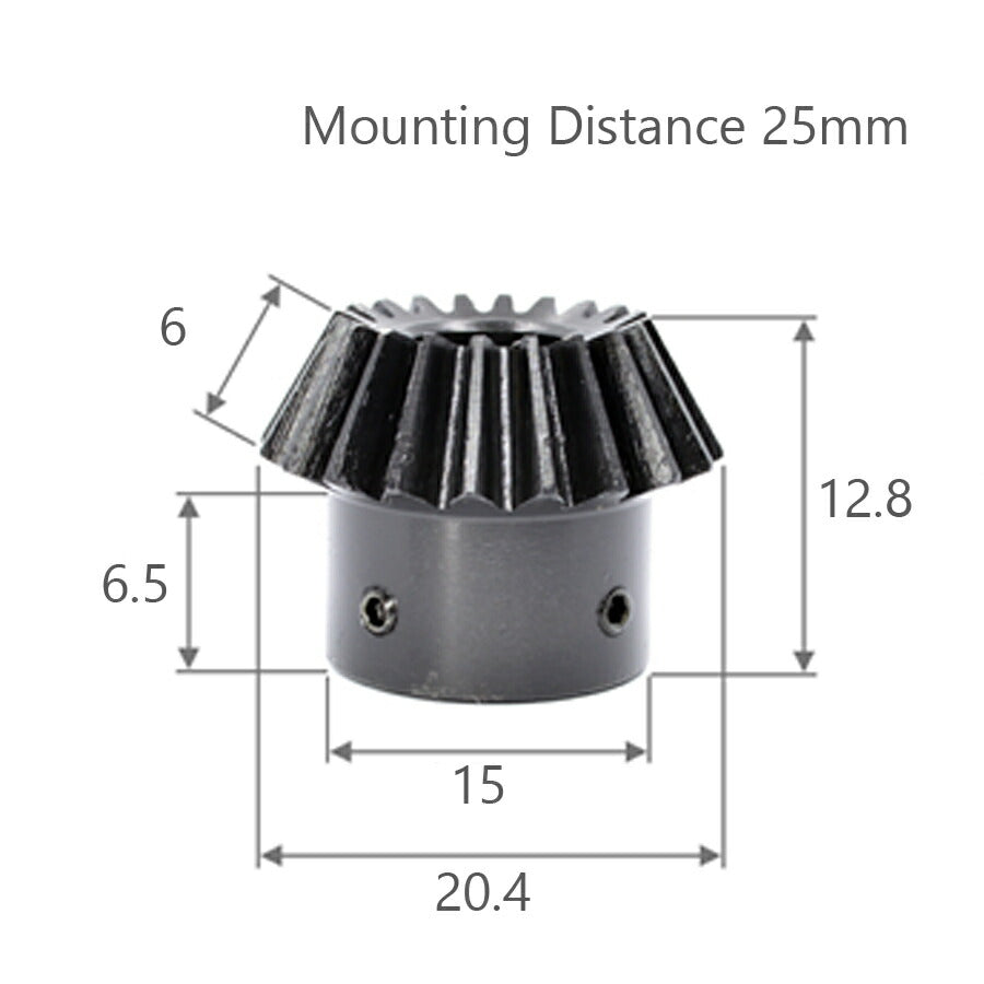 Module 1 Number of Teeth 18 Bore 6mm Ratio 1:2 Bevel Gear in Steel