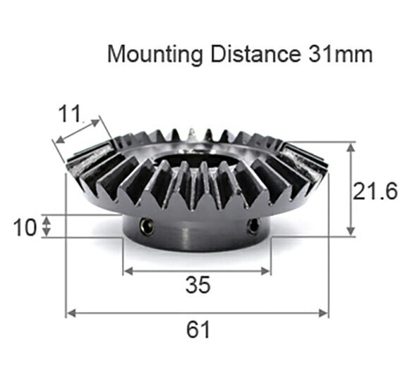 Modul 2 Anzahl der Zähne 30 Bohrung 14 mm mit 5 mm Keilnutverhältnis 1:2 Kegelrad aus Stahl