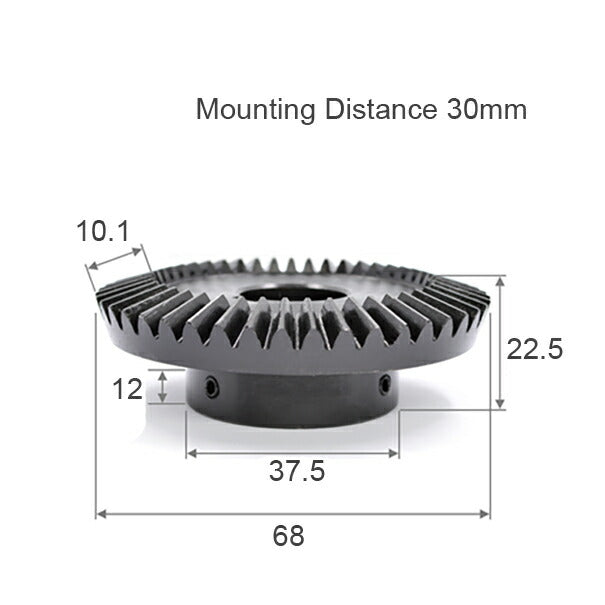 Module 1.5 Number of Teeth 45 Bore 10mm Ratio 1:3 Bevel Gear in Steel