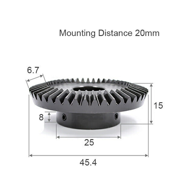 Modul 1 Anzahl der Zähne 45 Bohrung 12 mm Übersetzung 1:3 Kegelrad aus Stahl