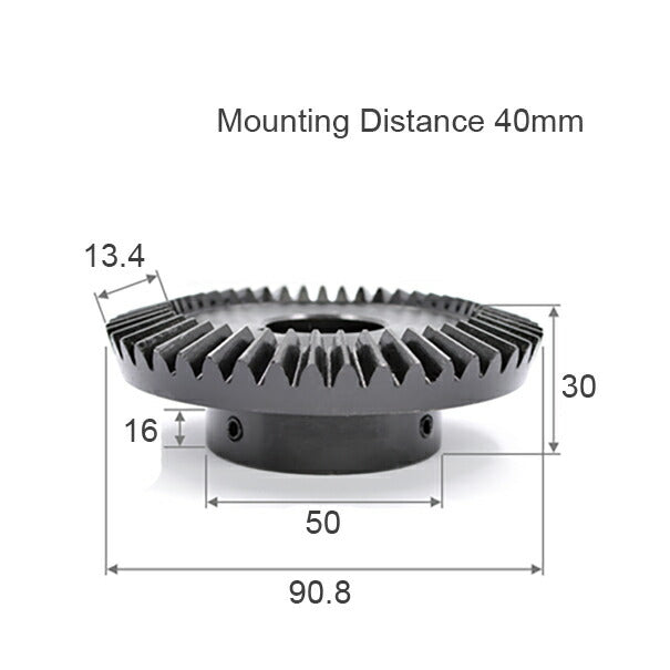 Modul 2 Anzahl der Zähne 45 Bohrung 16 mm mit 5 mm Keilnutverhältnis 1:3 Kegelrad aus Stahl