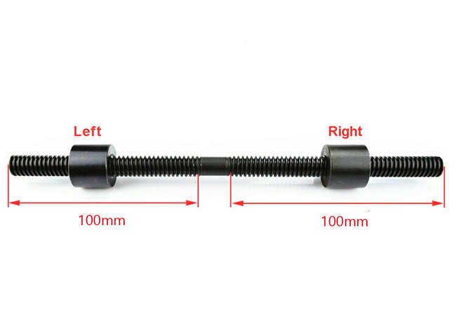 TR12 x 3 longueur de filetage 200mm vis trapézoïdale à filetage gauche et droit