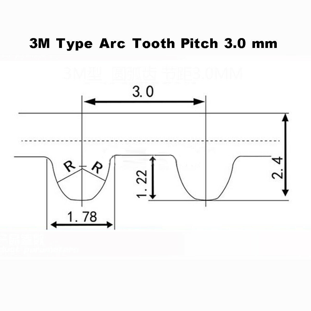 Longueur de pas 573 mm Largeur 6 mm Courroie de distribution fermée HTD 3M