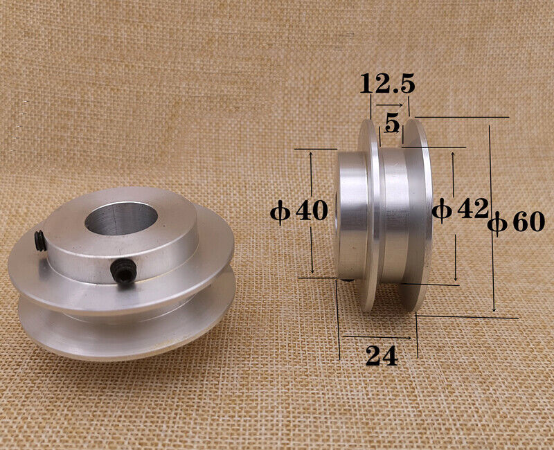 Poulie de courroie trapézoïdale OD 60 mm, alésage 16 mm, pour courroie en caoutchouc V de section A 1/2"