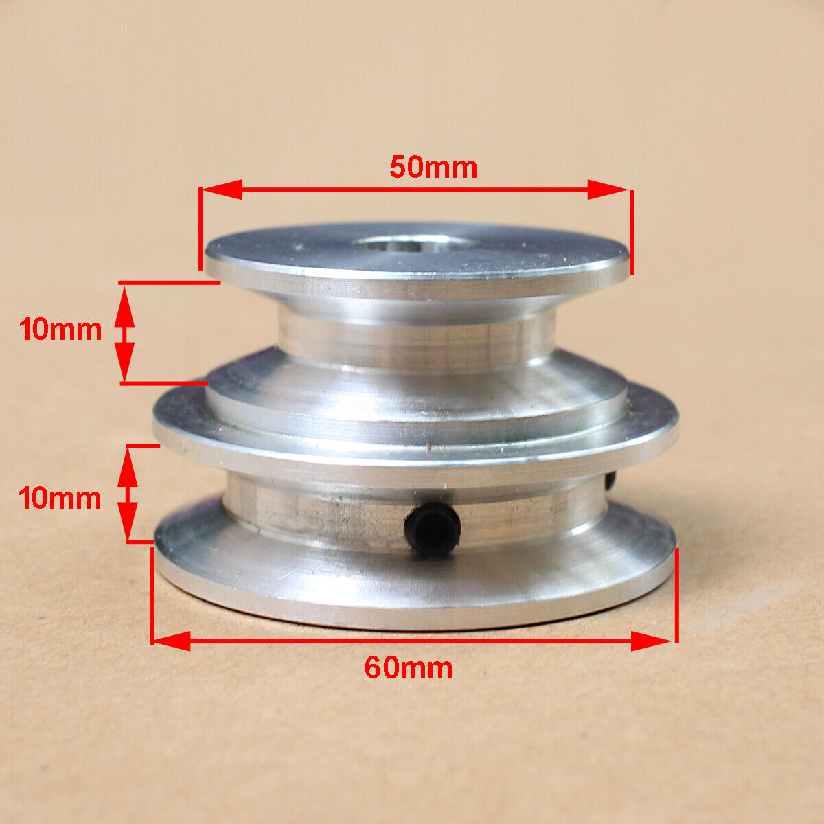 Poulie à 2 étapes pour section O, courroie en caoutchouc V de 3/8 pouces, diamètre extérieur de 60 mm, rainure en V de 10 mm