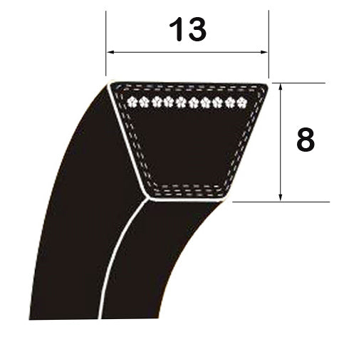 Courroie trapézoïdale en caoutchouc de section 1 803 mm/71 po