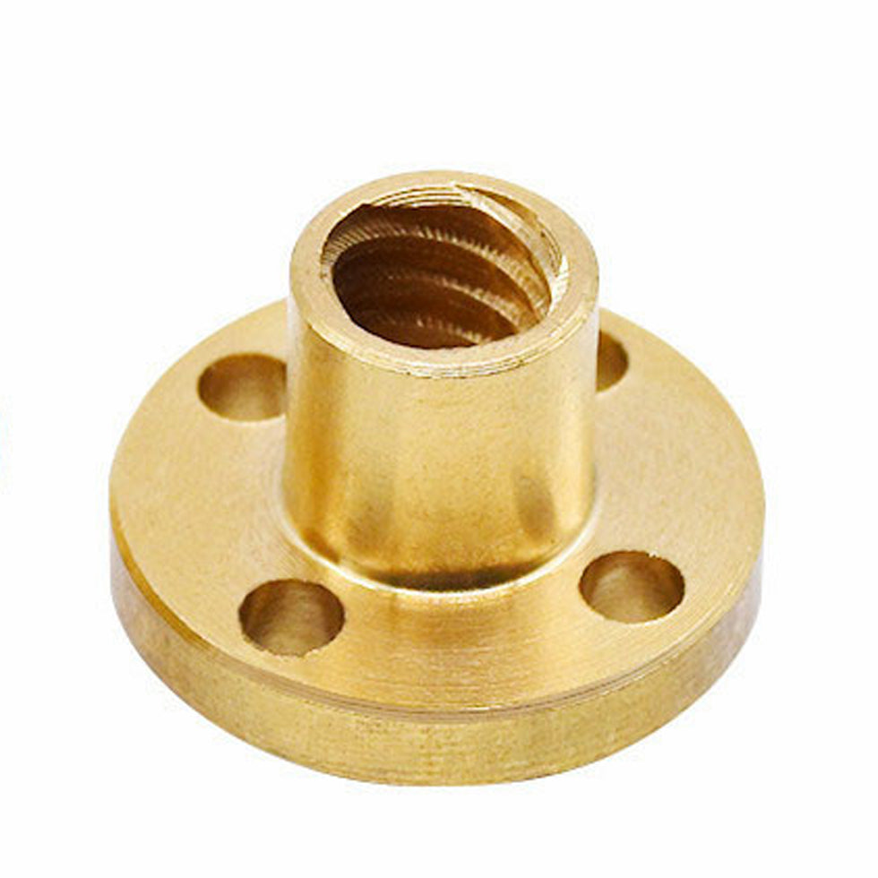 T6 x 1 x 1mm Trapezoidal Thread Flange Brass Nut