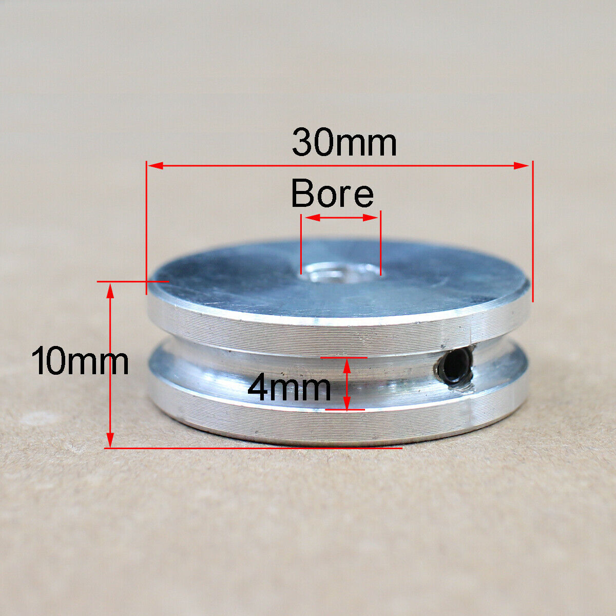 Außendurchmesser 30 mm, Bohrung 15 mm, flache Riemenscheibe mit V-Nut