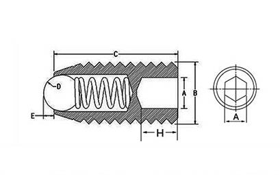 M6 x 1 x 10 mm Federkugelkopf-Steckschlüsselsatz/Madenschrauben, Edelstahl 304, 10-tlg