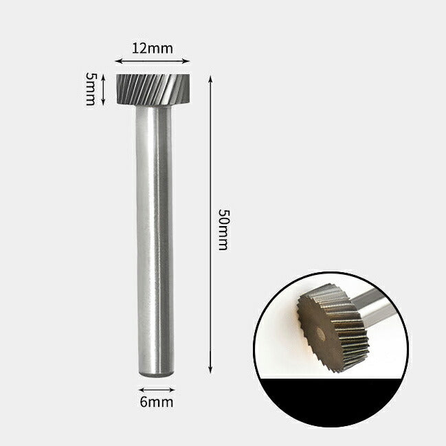 Wolframkarbid-Rotationsfräser mit flacher Kante, 12 x 5 mm