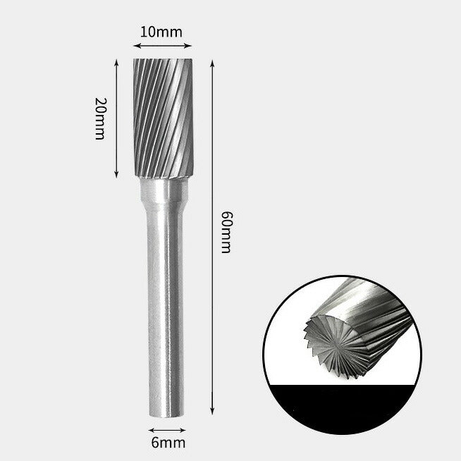 Zylindrischer Wolframcarbid-Fräser mit Endschliff, Einzelschnitt, 10 x 20 mm