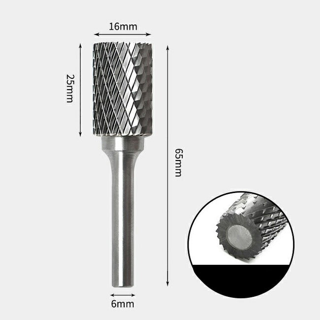 Fraise rotative cylindrique à extrémité plate en carbure de tungstène, double coupe, 16x25mm