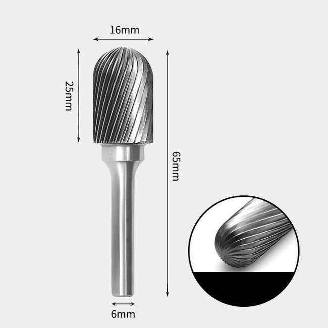 Rotationsfräser aus Wolframcarbid mit zylindrischem Radiusende, Einzelschnitt 16 x 25 mm