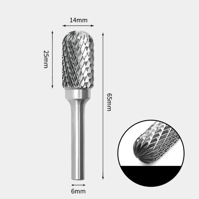 Rotationsfräser aus Wolframkarbid mit zylindrischem Radiusende, Doppelschnitt 14 x 25 mm