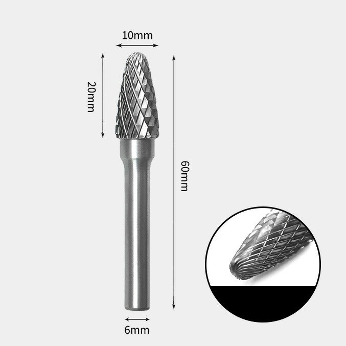 Fraise rotative en carbure de tungstène, rayon d'extrémité d'arbre, double coupe, 10x20mm