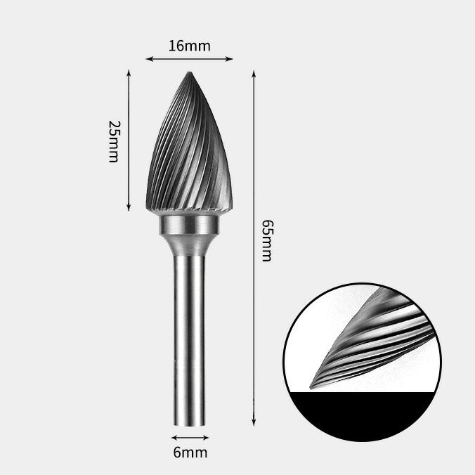 Wolframkarbid-Spitzbaum-Rotationsgrat, Einzelschnitt, 16 x 25 mm