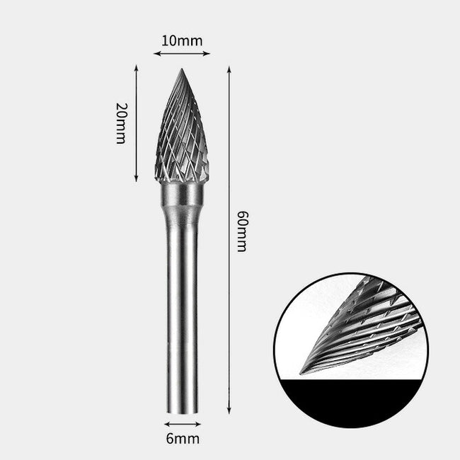 Tungsten Carbide Pointed tree Rotary Burr Double-cut 10 x 20mm