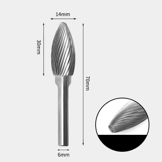 Tungsten Carbide Flame shape Rotary Burr Single-cut 14 x 30mm