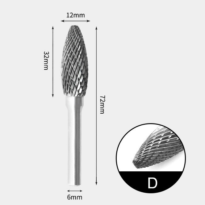 Wolframkarbid-Flammenform-Rotationsgrat, Doppelschliff, 12 x 32 mm