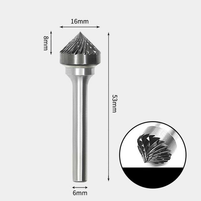 Tungsten Carbide 90 degree included angle Rotary Burr Double-cut 16 x 8mm