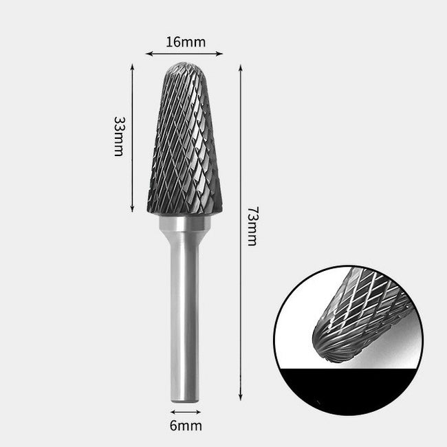 Tungsten Carbide Cone radius end Rotary Burr Double-cut 16 x 33mm