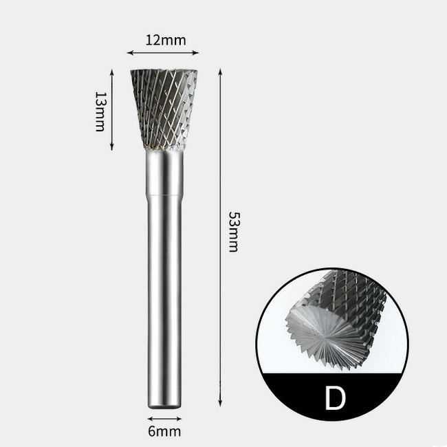 Tungsten Carbide Inverted cone with end cut Rotary Burr Double-cut 12 x 13mm