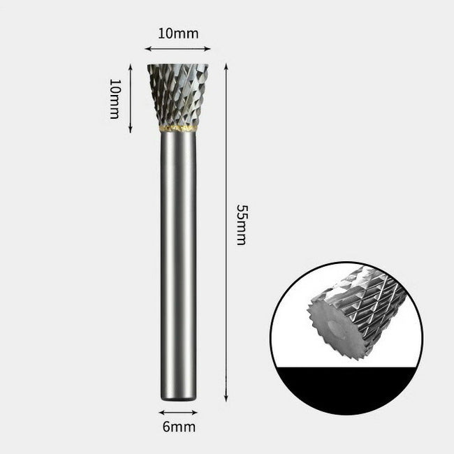 Fraise rotative à cône inversé en carbure de tungstène Double coupe 10 x 10 mm