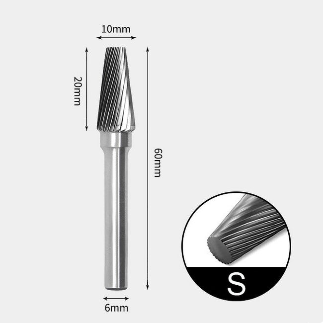 Tungsten Carbide Cone flat end Rotary Burr Single-cut 10 x 20mm