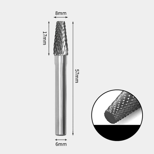 Tungsten Carbide Cone flat end Rotary Burr Double-cut 8 x 17mm