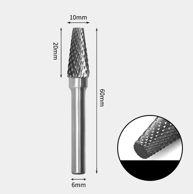 Tungsten Carbide Cone flat end Rotary Burr Double-cut 10 x 20mm