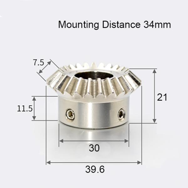 Module 1,5 Nombre de dents 25 Alésage 14 mm Rapport 1:1 Engrenage conique en acier inoxydable