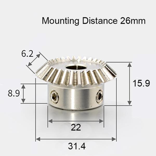 Module 1 Nombre de dents 30 Alésage 12 mm Avec rainure de clavette Rapport 4 mm 1:1 Engrenage conique en acier inoxydable