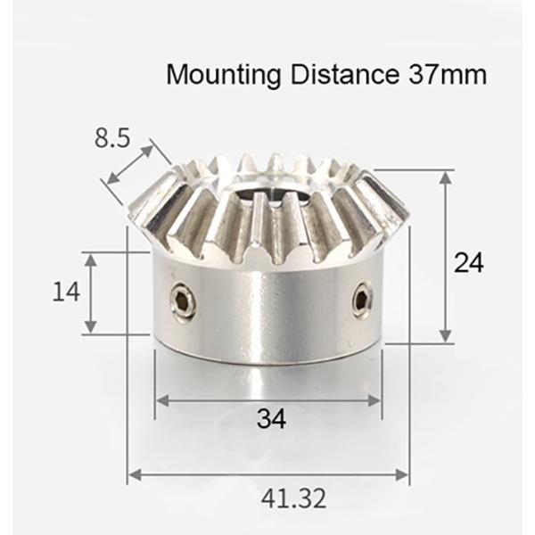 Module 2 Nombre de dents 20 Alésage 12 mm Avec rainure de clavette Rapport 4 mm 1:1 Engrenage conique en acier inoxydable