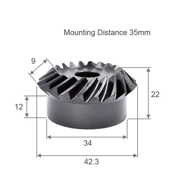 Module 2 nombre de dents 20 alésage 16mm rainure de clavette 5mm rapport 1:1 engrenage conique en spirale en acier