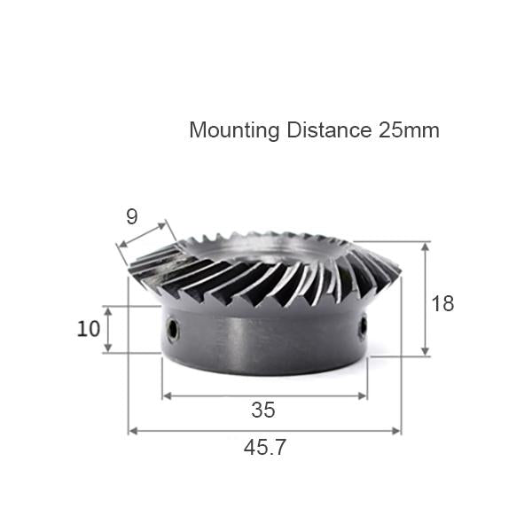 Module 1.5 nombre de dents 30 alésage 12mm rainure de clavette 4mm rapport 1:2 engrenage conique en spirale en acier