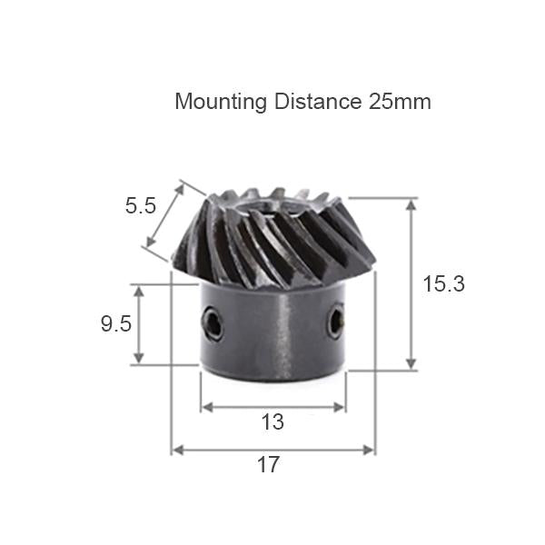 Module 1 Nombre de dents 15 Alésage 6 mm Rapport 1:2 Engrenage conique en spirale en acier