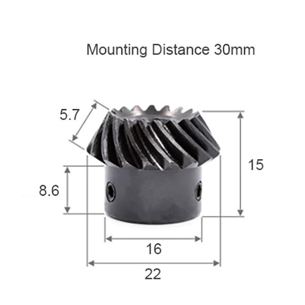 Module 1 Nombre de dents 20 Alésage 8 mm Rapport 1:2 Engrenage conique en spirale en acier