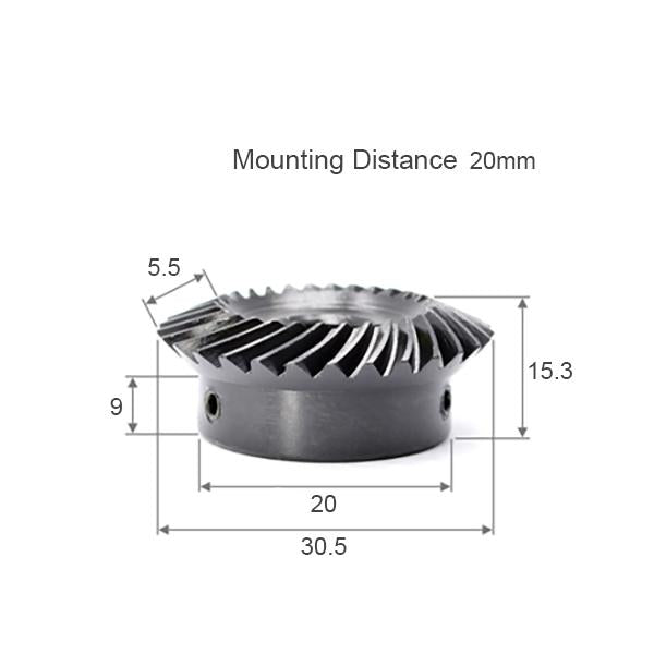 Module 1 Number Of Teeth 30 Bore 10mm Ratio 1:2 Steel Spiral Bevel Gear