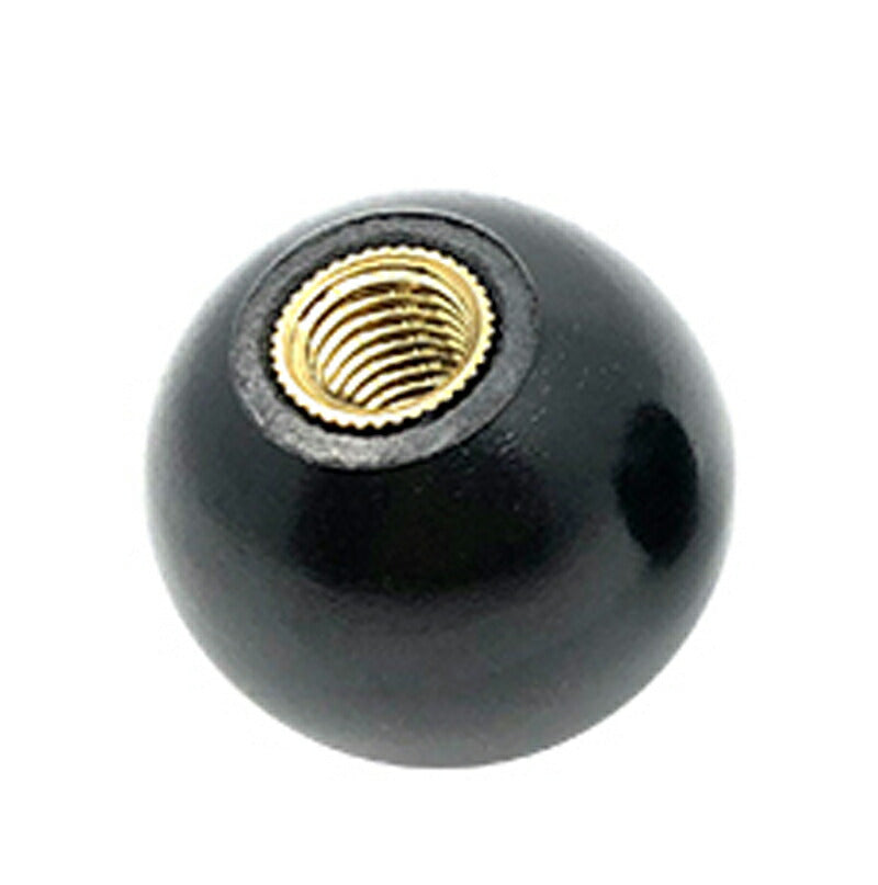 5 Stück schwarzer Bakelit-Kugelgriff-Mutterknopf, Messinggewinde M16 x 2,0