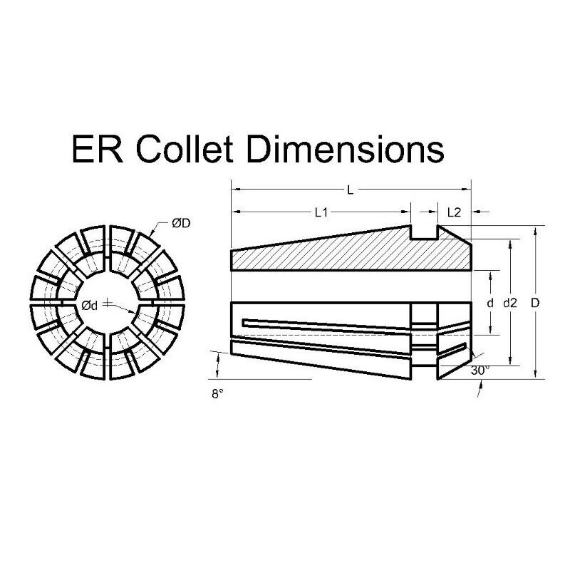 ER16 Bore 1-10mm 10Pcs Precision Collet Class AA for CNC Milling Lathe