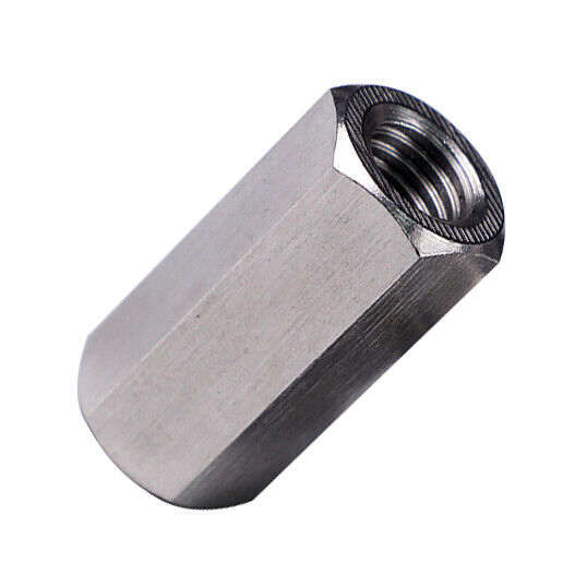 M10 x 1.25 x 25mm 2Pcs 304 Stainless Steel Long Rod Hex Coupling Nuts ...